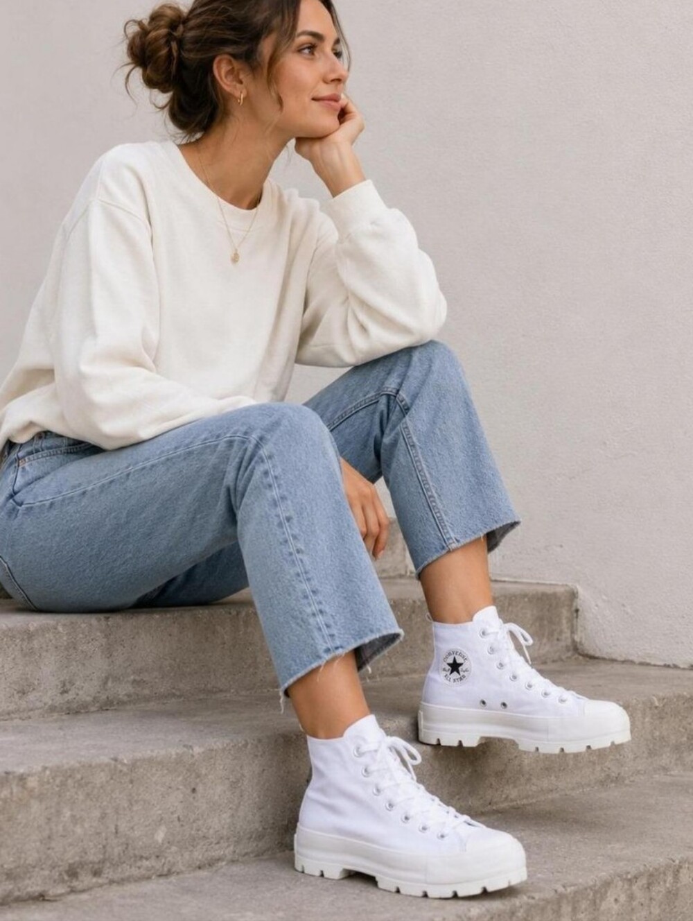 Converse Chuck Taylor All Star Hi Lugged Platform White Canvas Sneaker 9.5 - Picture 3 of 12